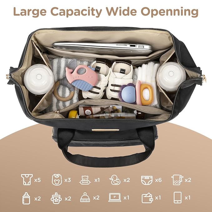 Breast Pump Bag for Spectra S1 S2 Medela, Convertible Large Diaper Bag Backpack for Working Moms with 14 inch Laptop Sleeve & Cooler Storage, Black