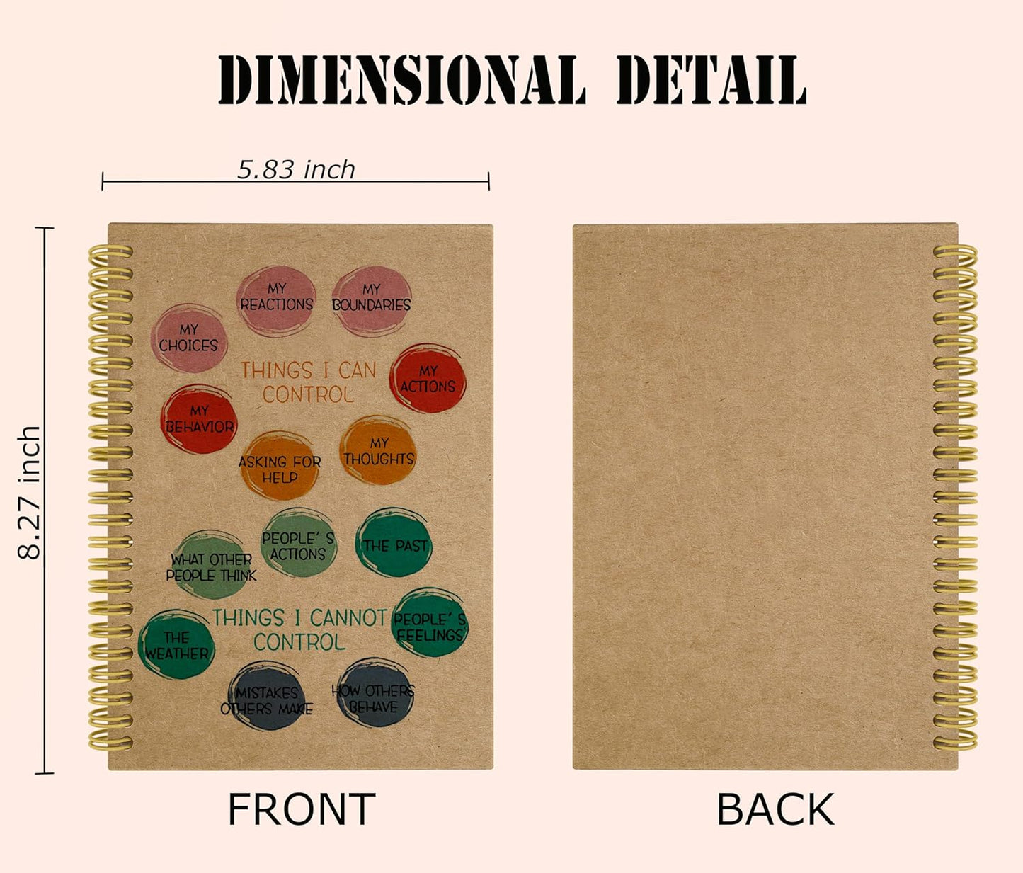 Knibeo Mental Health Journal Notebook - Anti Anxiety Notebook, Kraft Paper Notebook,5.5×8.3 Spiral Bound Notebook with 164 Pages, Therapist Notebook, Mental Health Gifts, College School Supplies