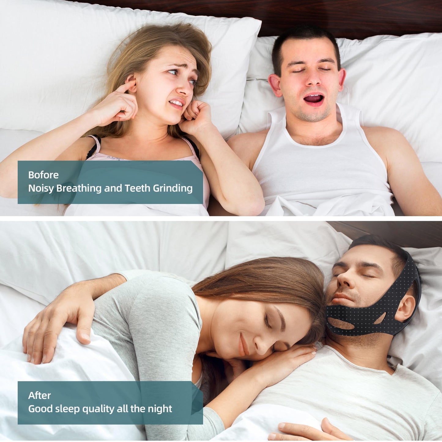 Snoring Chin Strap for Users,Anti Snoring Chin Strap for Sleeping, Adjustable Jaw Support Strap to Keep Mouth Closed