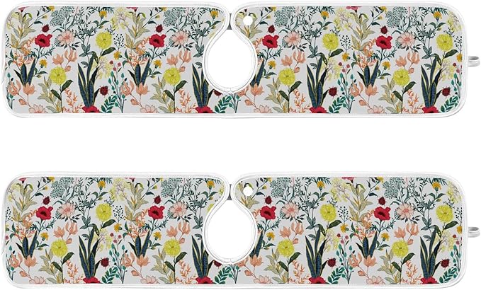 Kitchen Faucet Absorbent Mat,Summer Blooming Flower Water Splash Guard for Sink, Faucet Drip Catcher Thicken Sponge Microfiber Faucet Water Catcher Mat Sink Absorbent Mat for Kitchen 23x5in 2 Pack