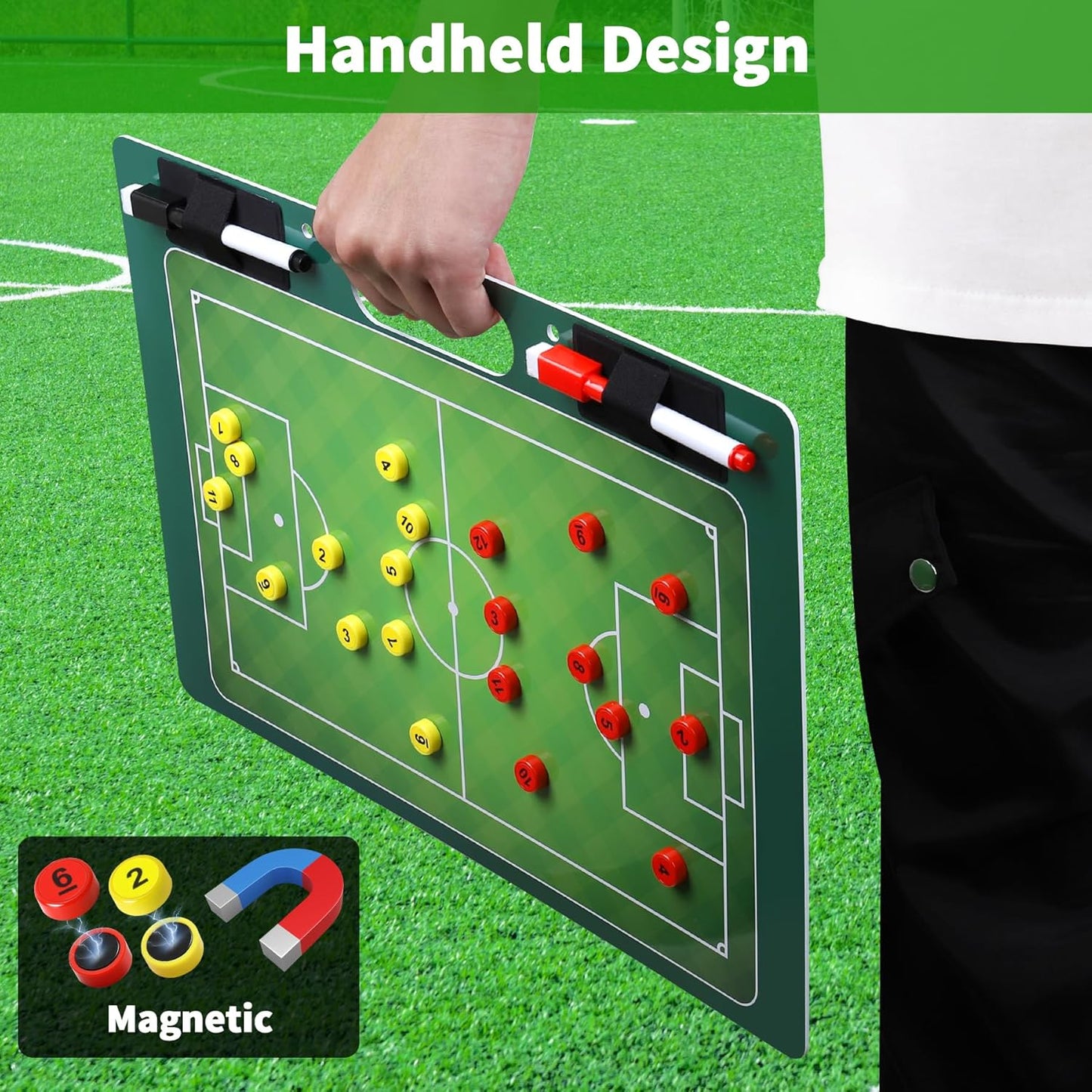 R2Depot Magnetic Coach Marker Boards, Dry Erase Double-Sided Coach Lineup Clipboard, Coaches Gift, Fit for Basketball, Football, Soccer, Baseball