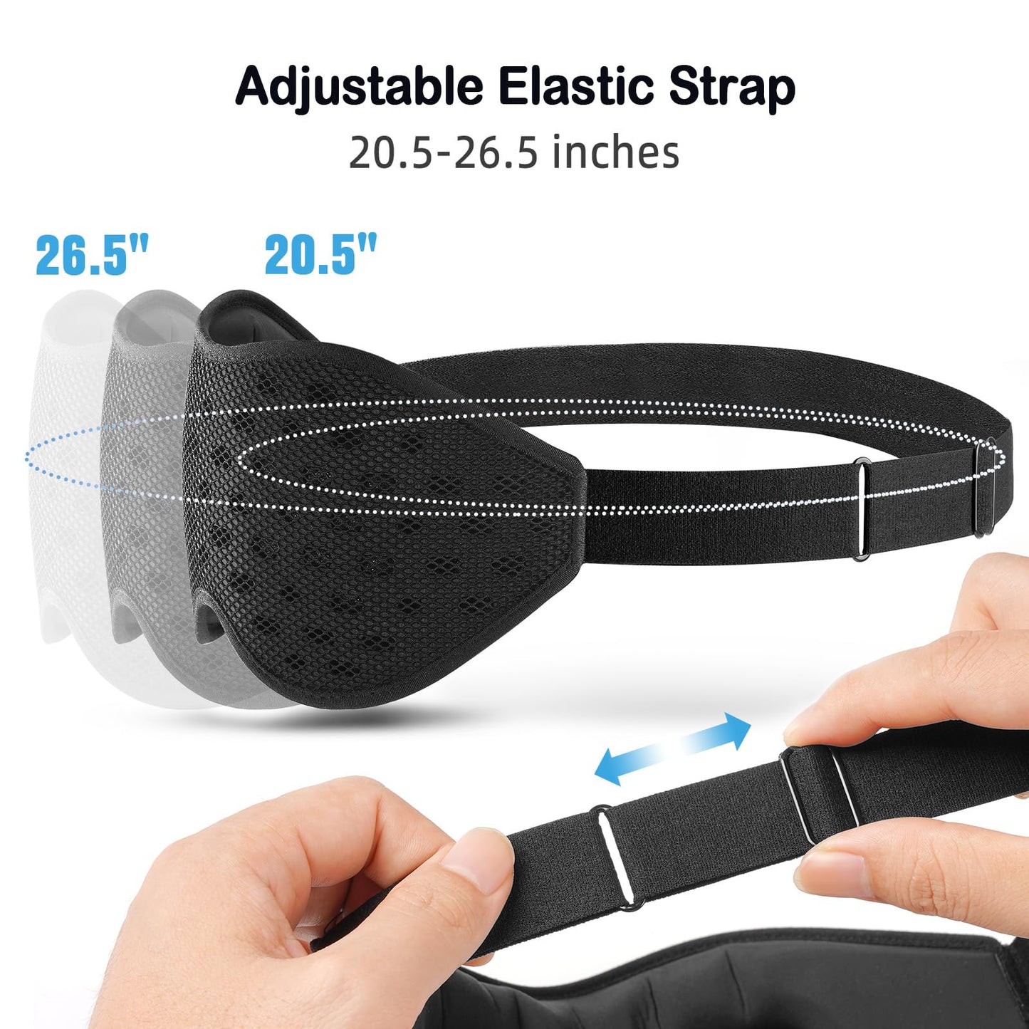 LitBear Breathable Sleep Mask, 3D Eye Mak Sleep for Side Sleepers Women Men, Light Blocking Sleeping Mask with Adjustable Strap, Soft Lightweight Eye Cover for Travel, Night Work, Nap, Office - Black