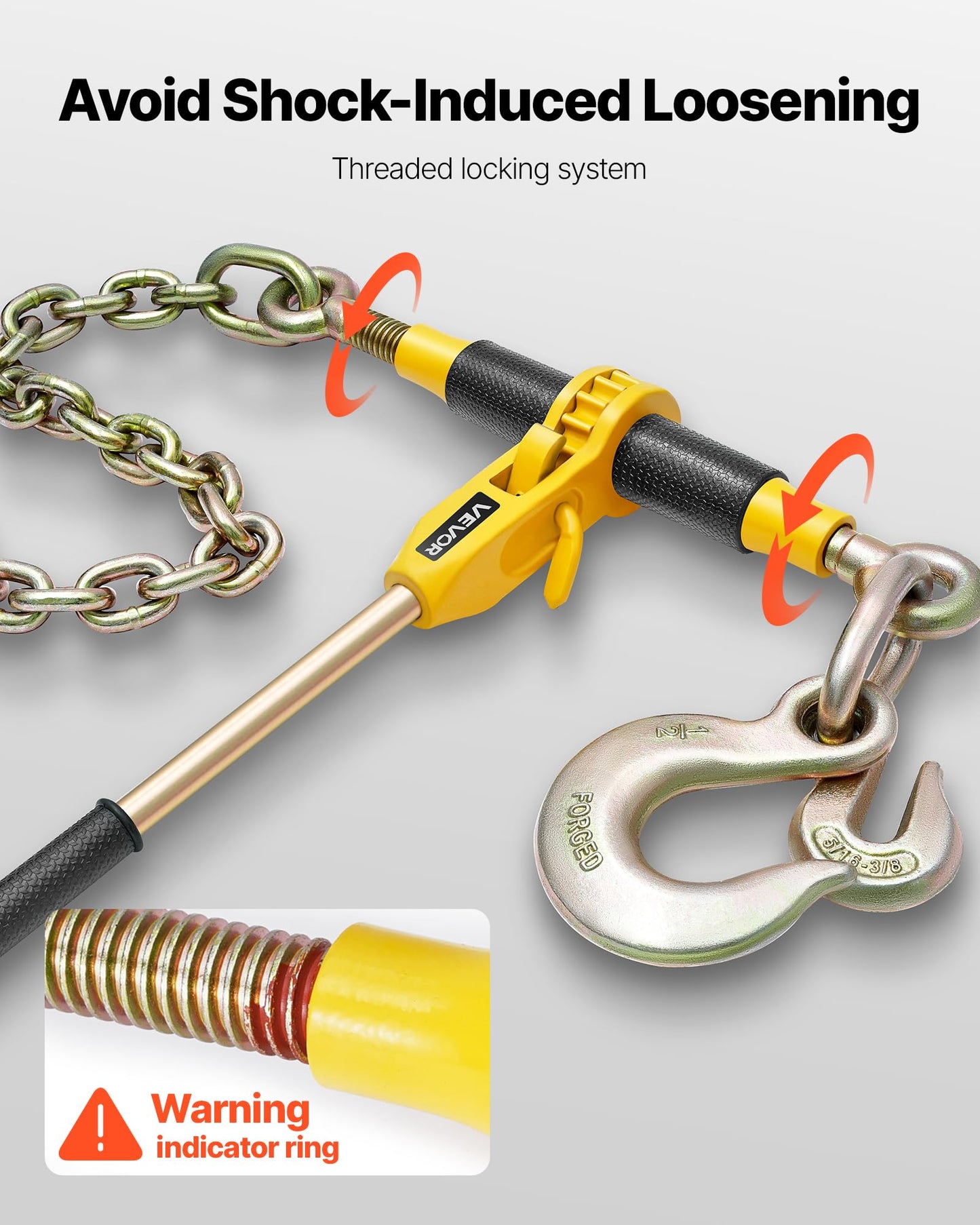 VEVOR Ratchet Chain Binder, 9200 lbs Working Load, Chain Binders Compatible with 3/8 in - 1/2 in Chains, Heavy Duty Ratchet Load Binder with Handles for Truck, Tie Down, Hauling, Towing, Logging