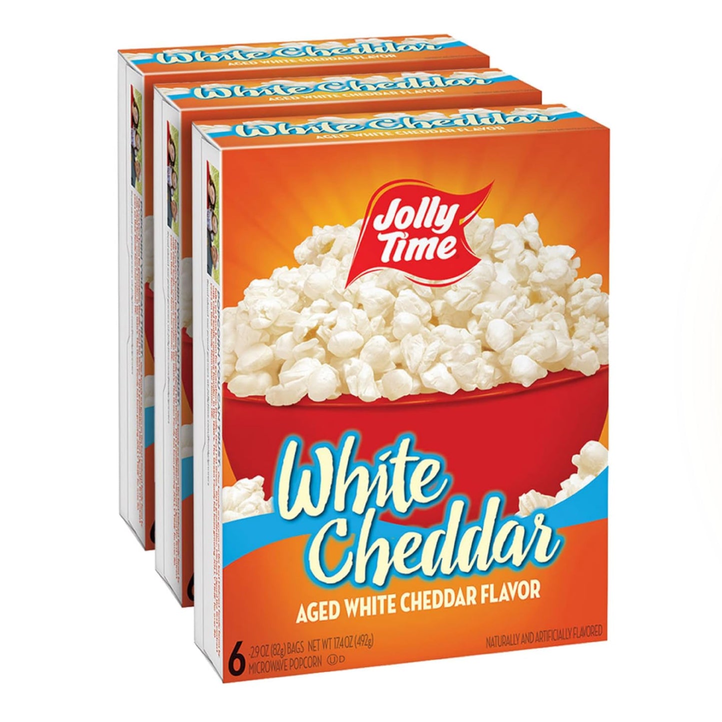 Jolly Time White Cheddar Cheese Microwave Popcorn, 2.9oz Sharing Bag, 6 Bags Per Carton (White Cheddar, 2.9 Ounce (Pack of 18))