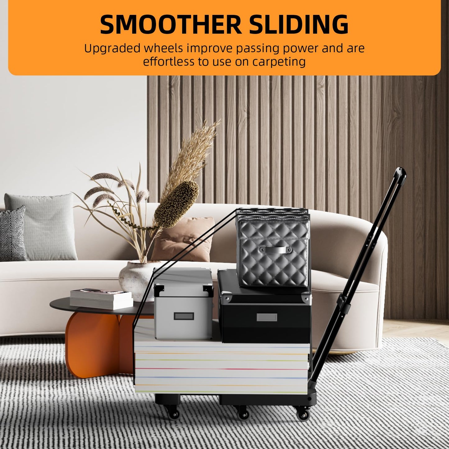 TROOZY Folding Hand Truck, 500 LB Heavy Duty Luggage Cart, Utility Dolly Platform Cart with 6 Wheels & 2 Elastic Ropes for Luggage, Travel, Moving, Shopping, Office Use, Black