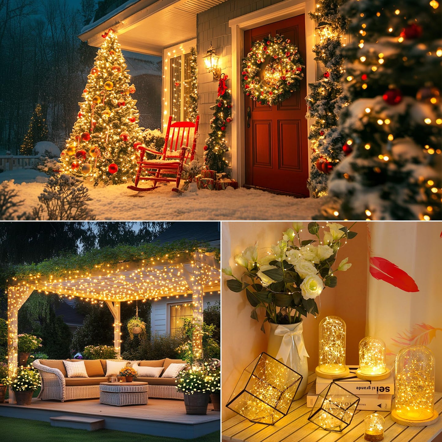Brightever Outdoor Solar String Lights Waterproof  1-Pack 40Ft 100Led Solar Fairy Lights For Outside With 8 Lighting Modes  Solar Twinkle Lights For Patio Yard Garden Party Decorations (Warm White)