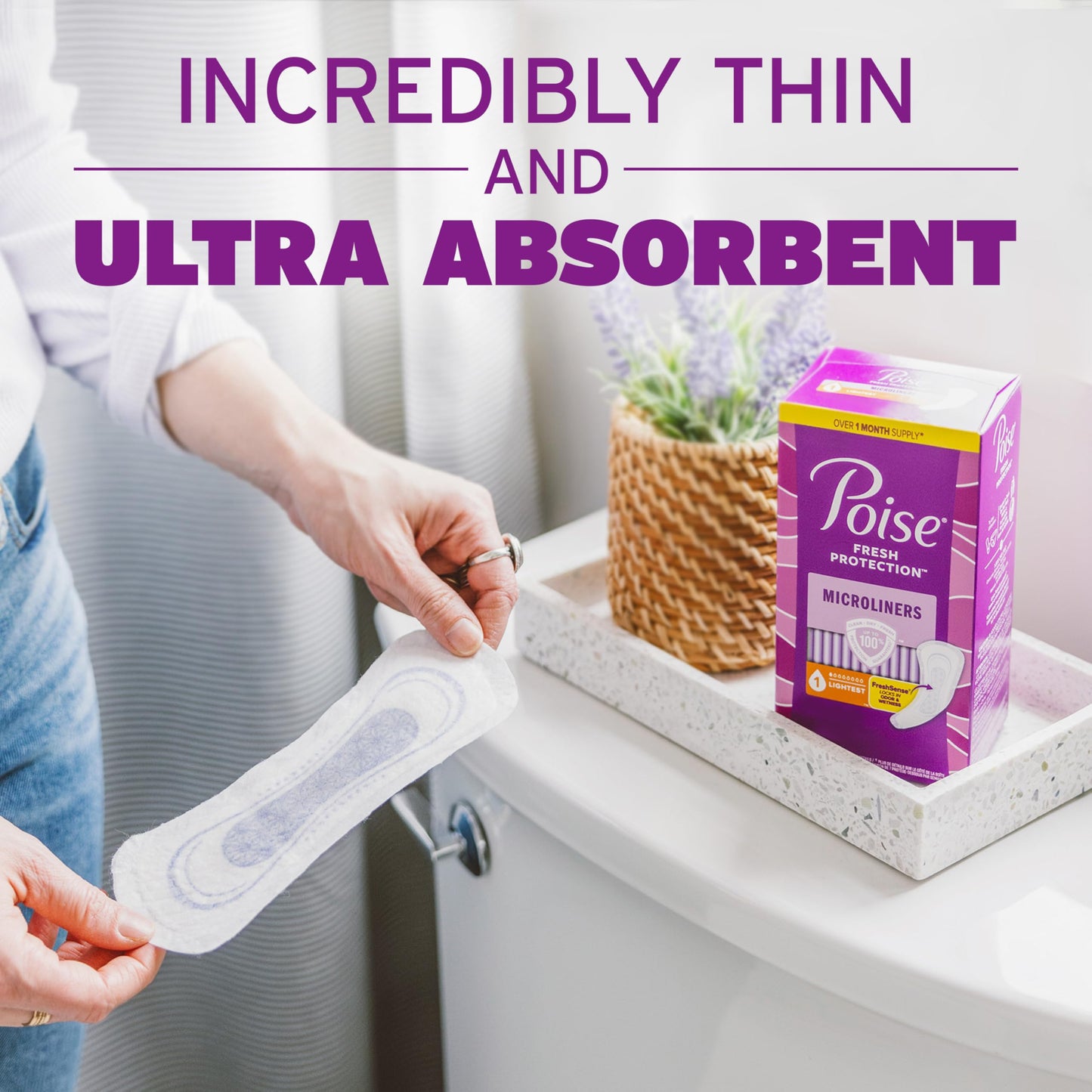 Poise Daily Microliners, Incontinence Panty Liners for Bladder Leaks, 1 Drop Lightest Absorbency, Long Length, 152 Count of Pantiliners (4 Packs of 38)