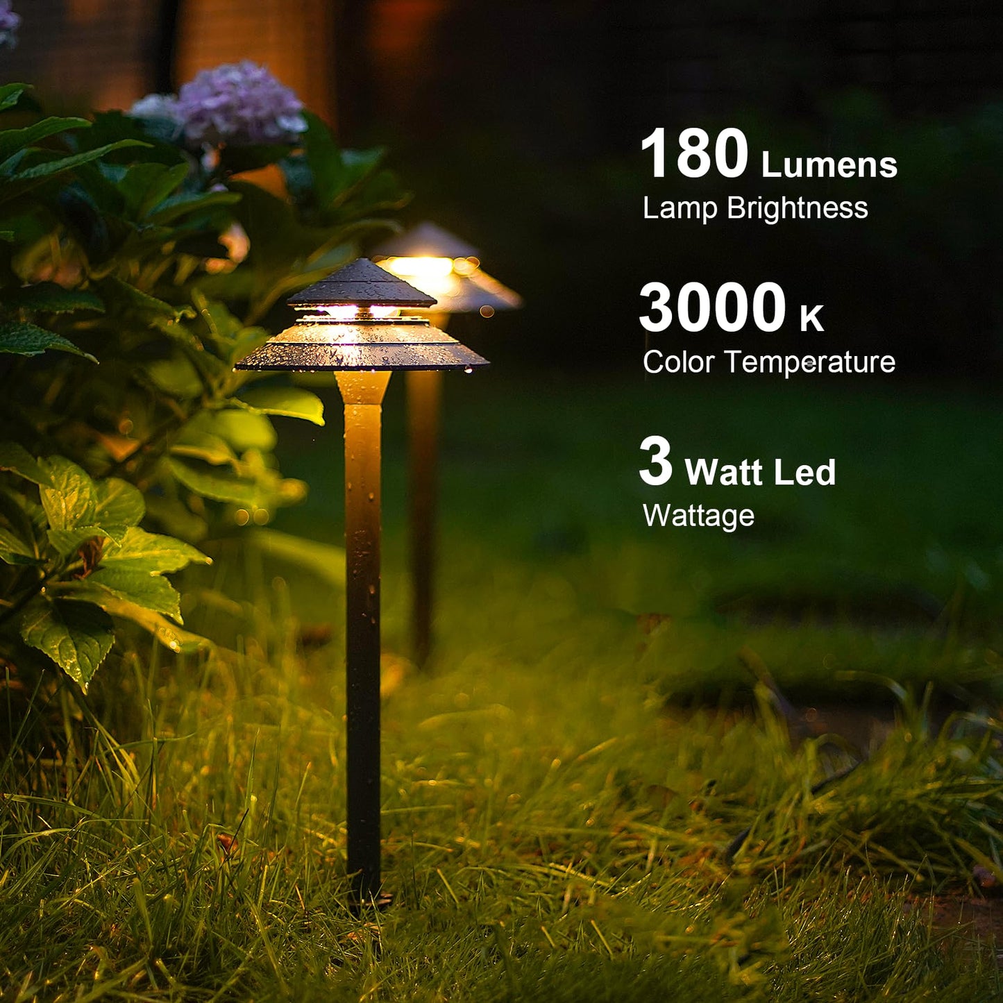 Goodsmann 3W Led Pathway Lights 8Pk - 180 Lumen, 3000K Warm White, Aluminum, Black & Gray, Model 9128-21601-08
