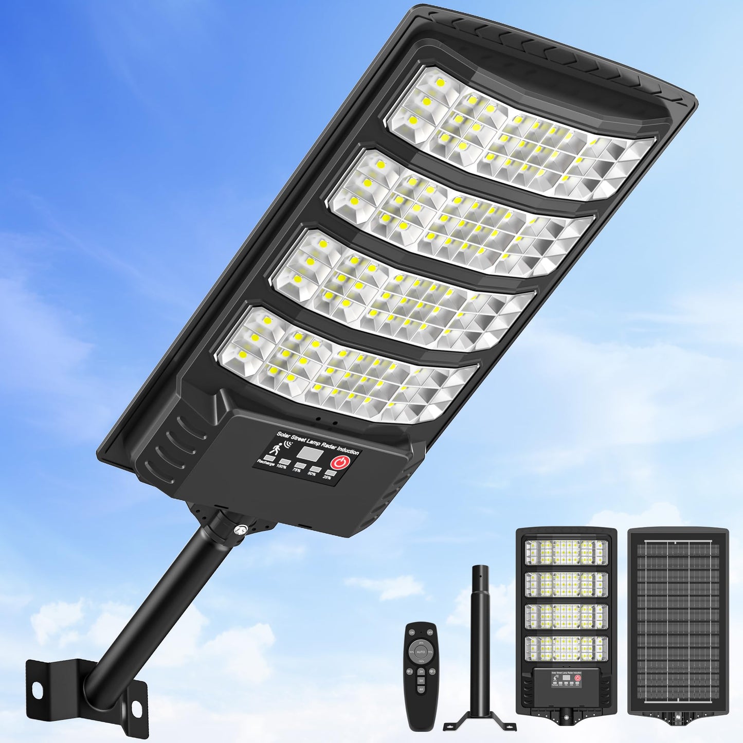 Sunwish Solar Lights Outdoor - 6500K LED Flood Lights with Motion Sensor & Remote, Waterproof, 1 Pack, for Yard, Patio, Garage