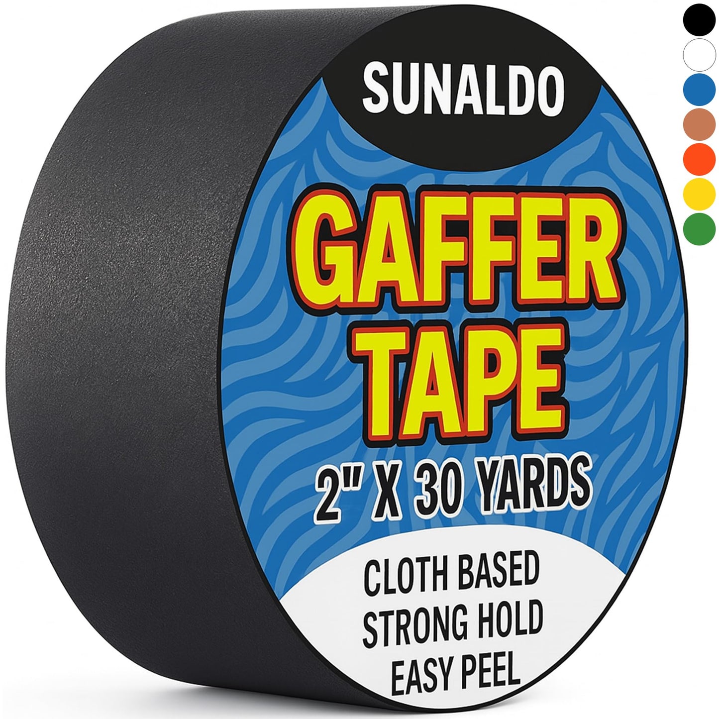 SUNALDO Gaffers Tape (2" x 30 Yards) Strong Hold, Easy to Rip, Residue-Free Professional Grade Gaffer Floor Tape for Electrical Cords, Matte Finish Non Reflective, Weather Resistant (1 Pack, Black)