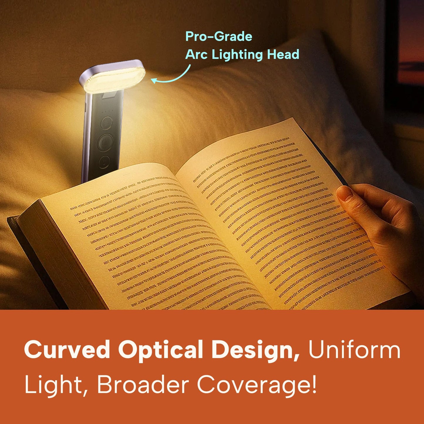 86lux Book Light USB Rechargeable LED Night Light with 3 Colors Dimming, Model OK25, Lavender