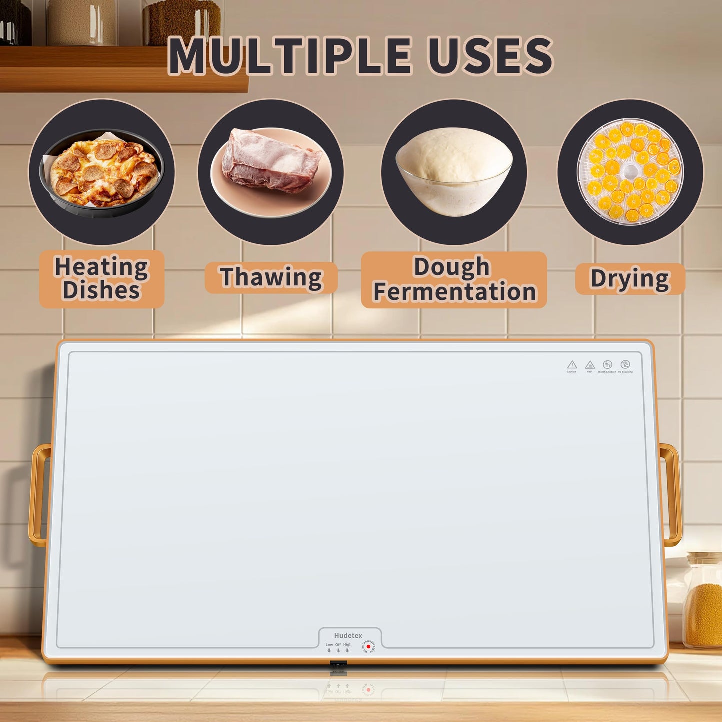 Warming Mat for Food (XXL 32"x18"), Warming Trays for Buffets Party and Daily Use,Temperature Control Food Warmer, Full Surface Tempered Glass Top Heating Food Warming Mat, White Electric Warming Tray
