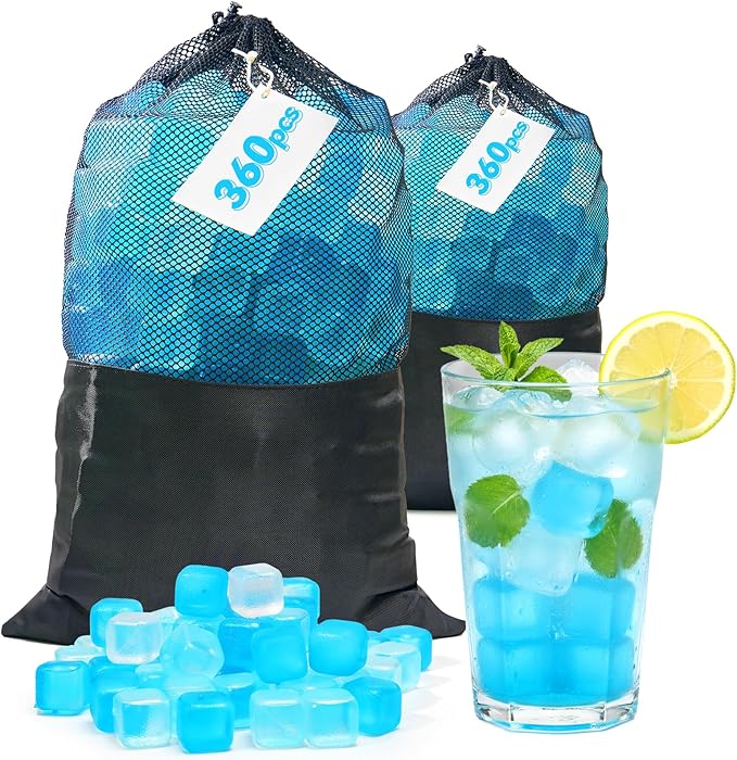 Nilpferd 720 Pack Reusable Ice Cubes for Drinks, BPA-Free Ice Packs for Lunch Boxes or Coolers, Refreezable Plastic Ice Cubes Without Diluting Drinks for Party Hosts & Outdoor Enthusiasts