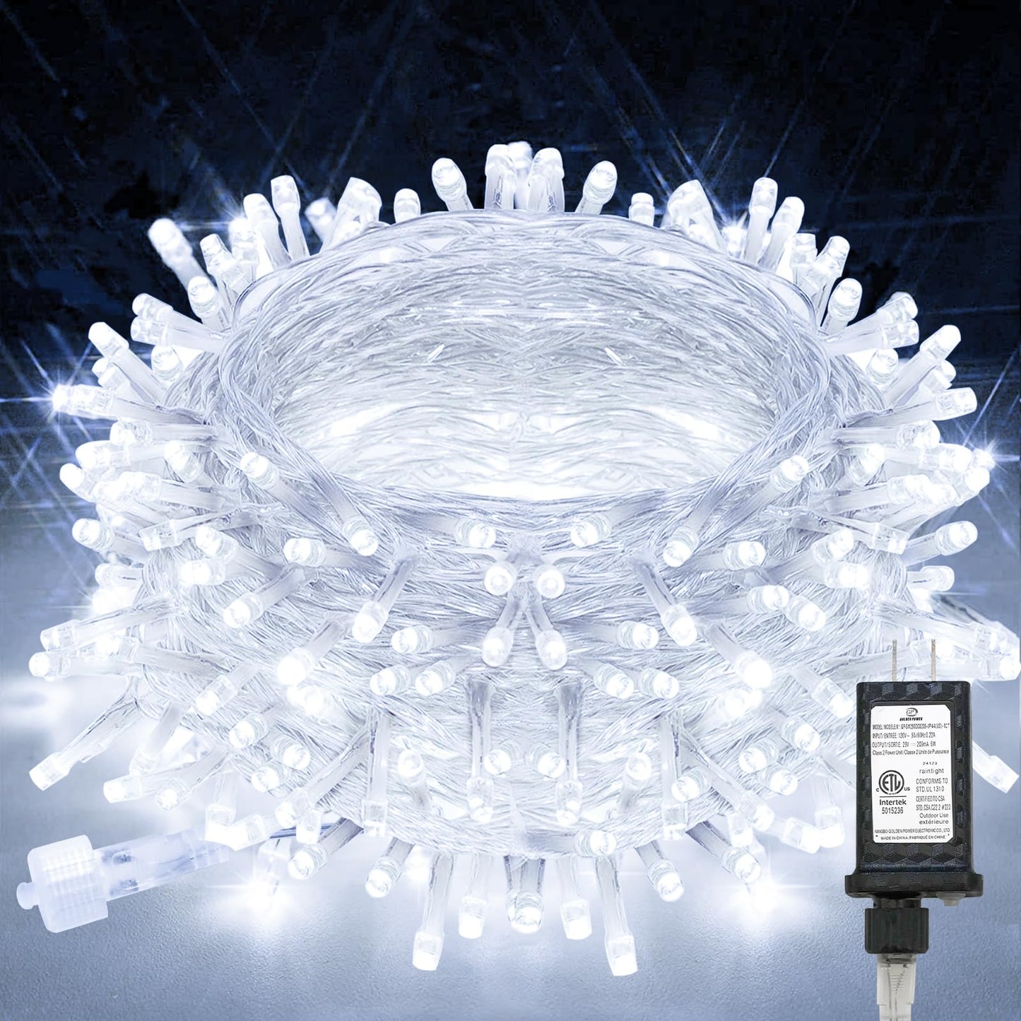 suddus 200 LED White String Lights with Timer, 12 Modes, Connectable Indoor/Outdoor, Model SD-200STRW