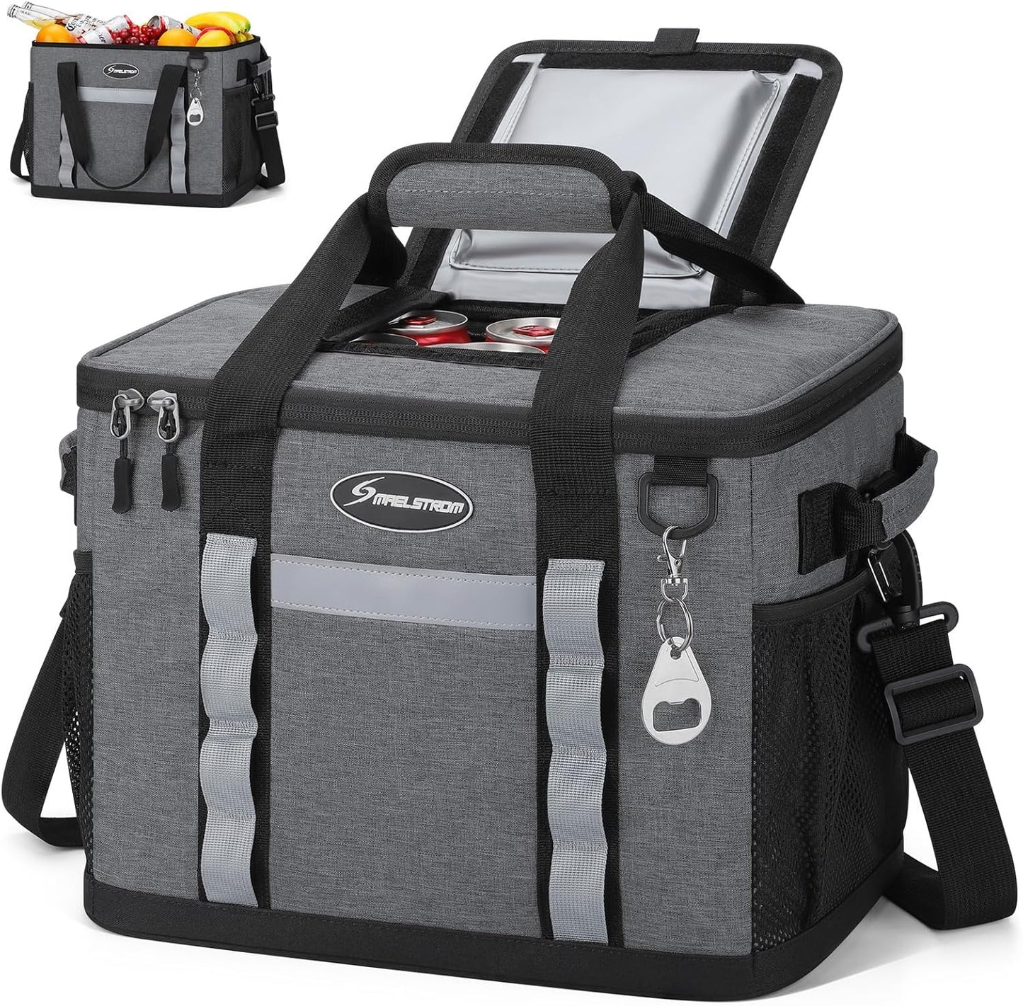 Maelstrom Collapsible Soft Cooler Bag, 24/30/60/75 Cans Beach Cooler, Ice Chest, Leakproof & Portable for Beach, Camping, Road Trips & Grocery Shopping