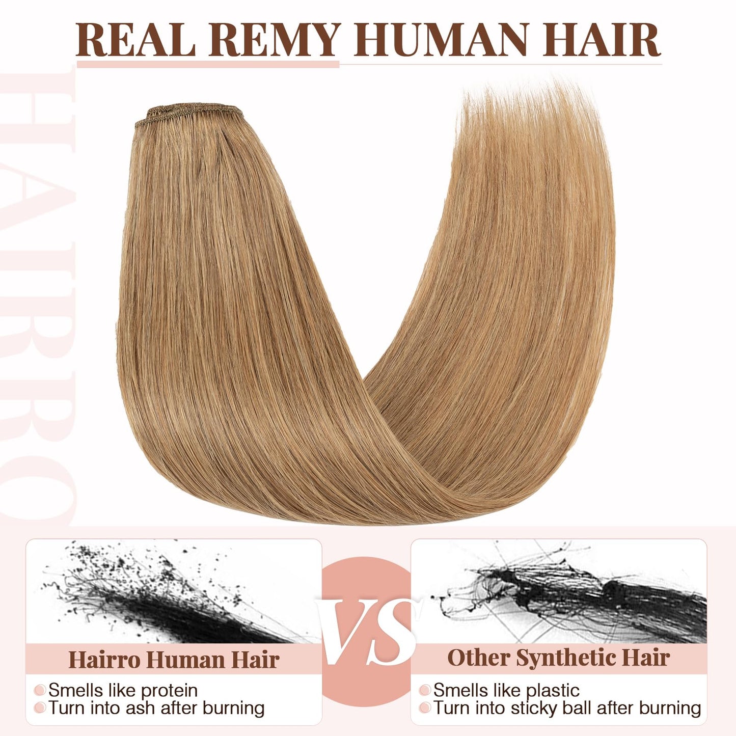 Hairro 8 Inch Short Clip in Human Hair Extensions 45g Thin 8 Pcs 18 Clips Standard Weft Straight Clip on 100% Human Hairpieces f