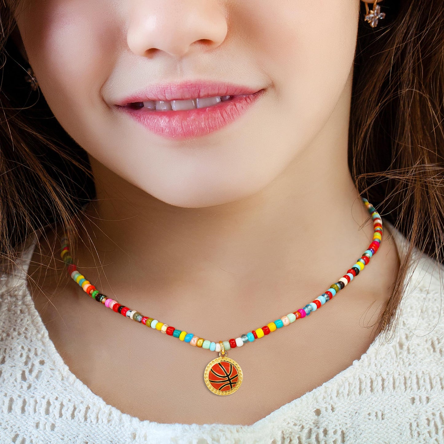 Jesvo Basketball Necklace for Girls Women, Basketball Themed Accessories Stuff Pendant Chain Sport Jewelry Gifts Ideas for Team