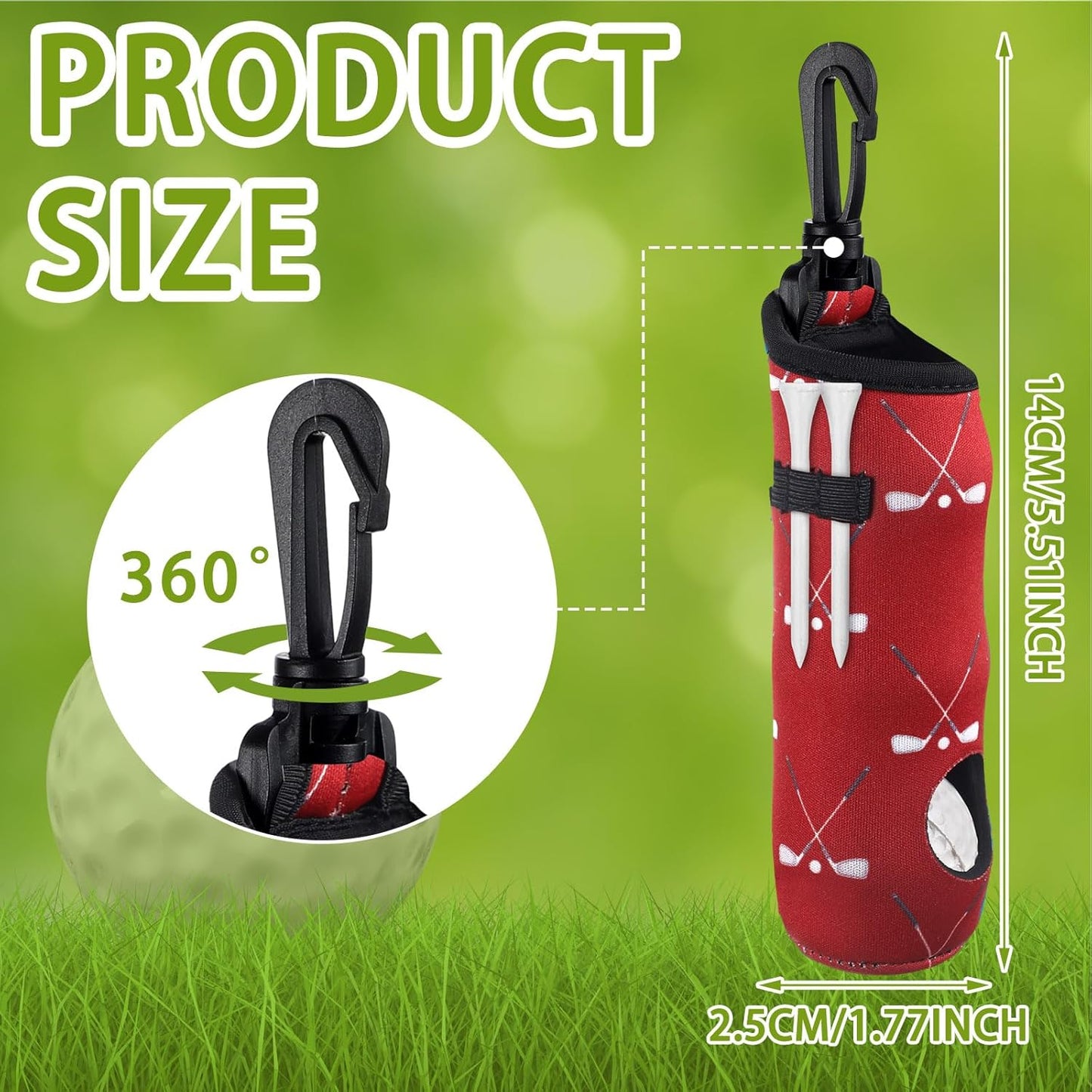Bencailor 12 Pcs Golf Ball Tee Holder Neoprene Golf Ball Pouch Carry Bag Portable Neoprene Accessories for Women Keychain Belt Clip Bag Gifts Ladies Golfer