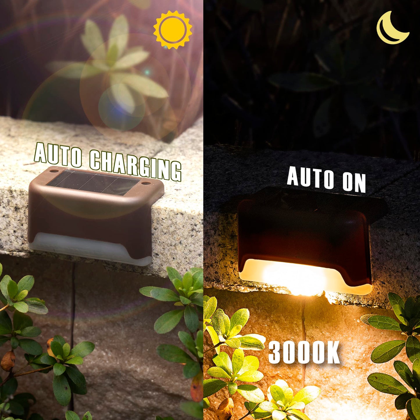Gigalumi 20 Pack Led Solar Deck Lights - Waterproof Warm White For Outdoor Stairs, Step, Fence, Railing, Yard And Patio