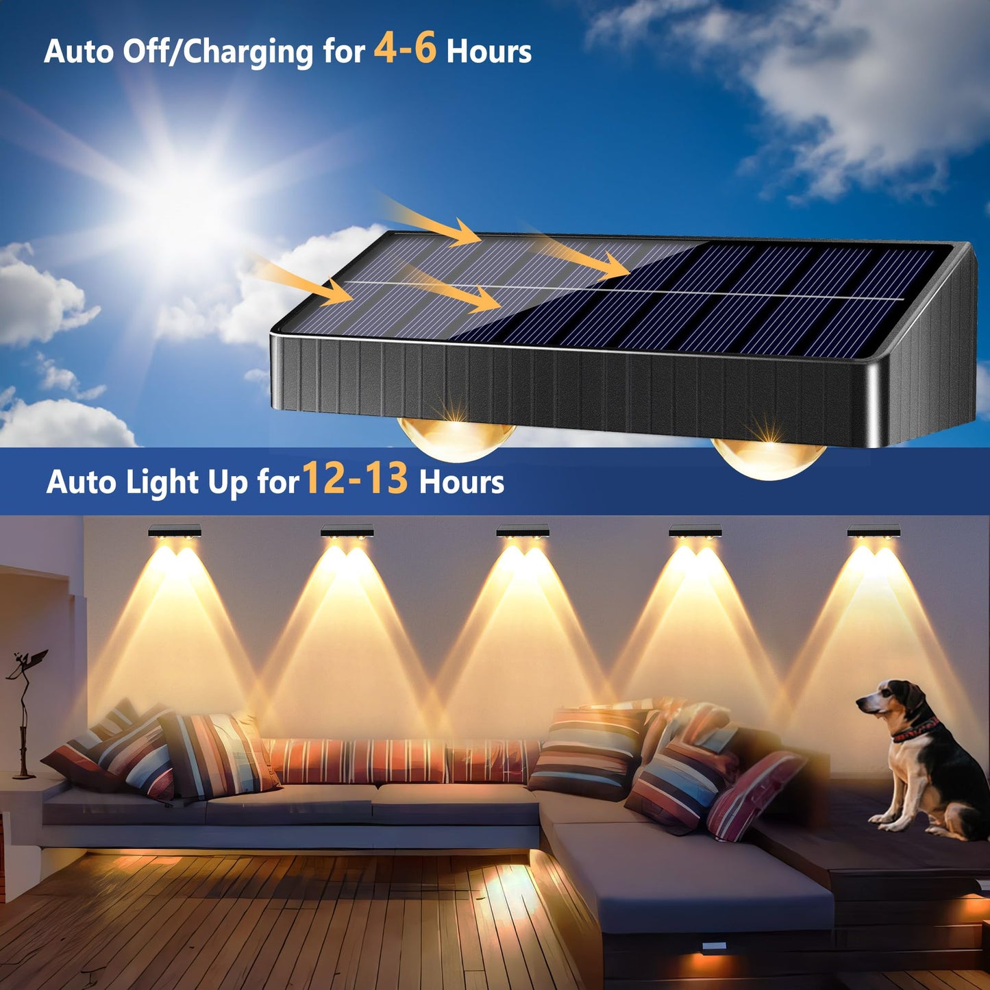Brizled Solar Fence Lights, 12 Pack, 6 Modes, IP65 Waterproof, Warm White + Cool White + Natural White