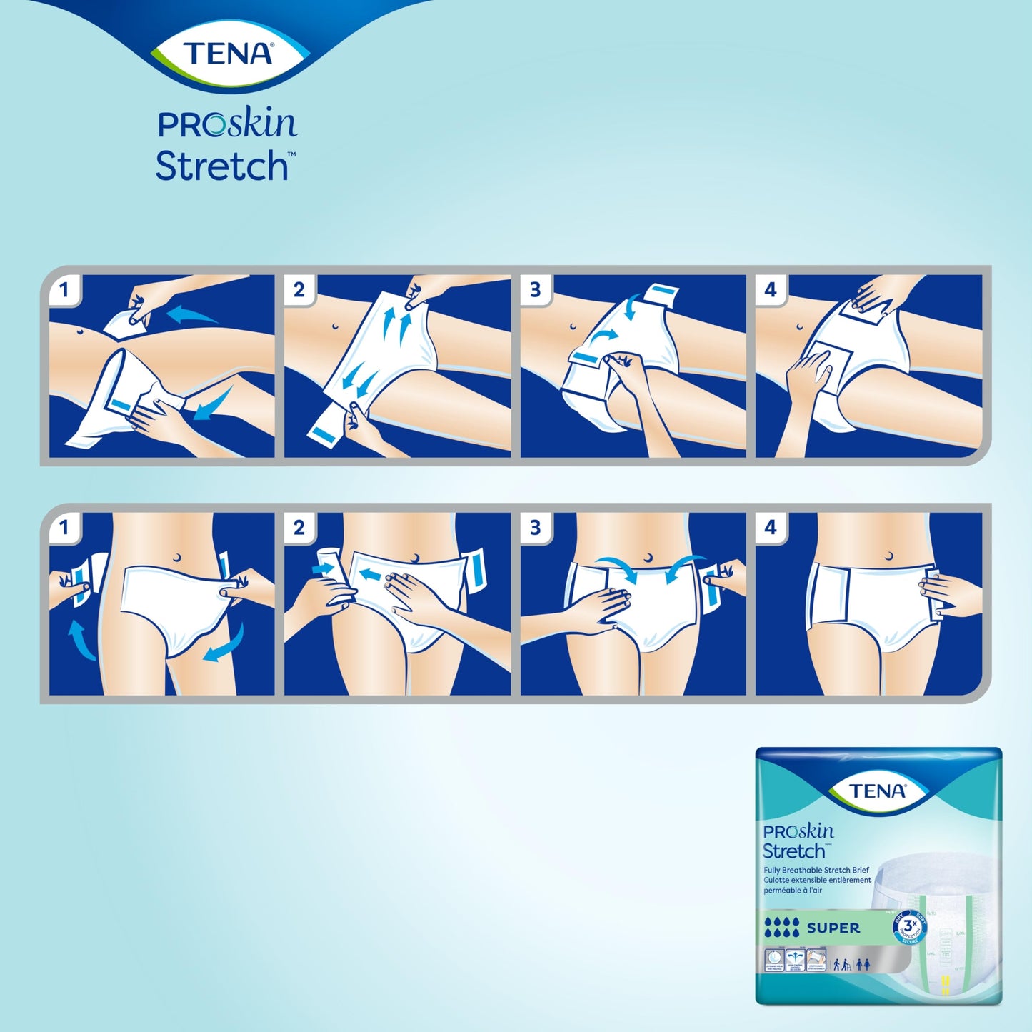 TENA Stretch Super Briefs, Incontinence, Disposable, Heavy Absorbency, Large/XL, 28 Count, 2 Packs, 56 Total