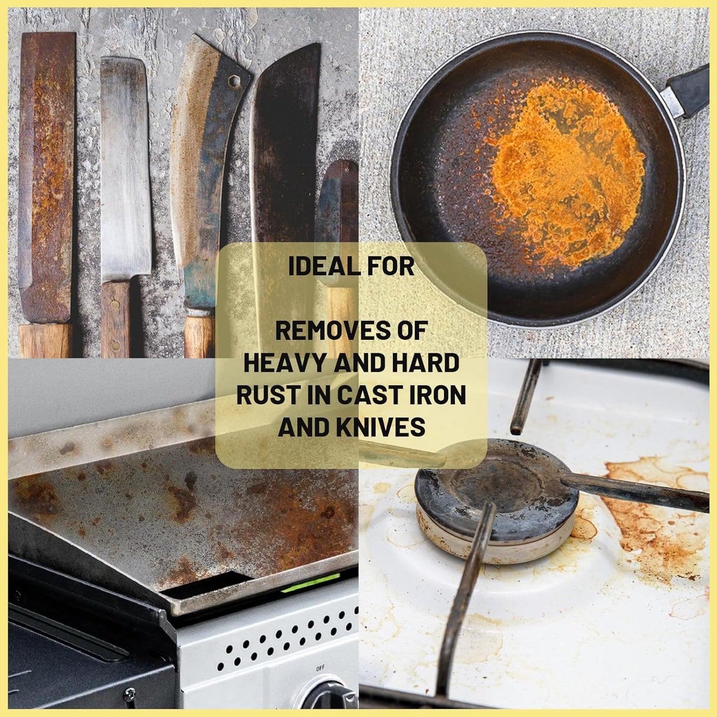 Rust Eraser, Premium Rust Remover for Cast Iron Pans, Knives & Tools, Hard Anodized Cookware and Other Pots, Remove Rust from Any Metallic Surface - 1 Pack