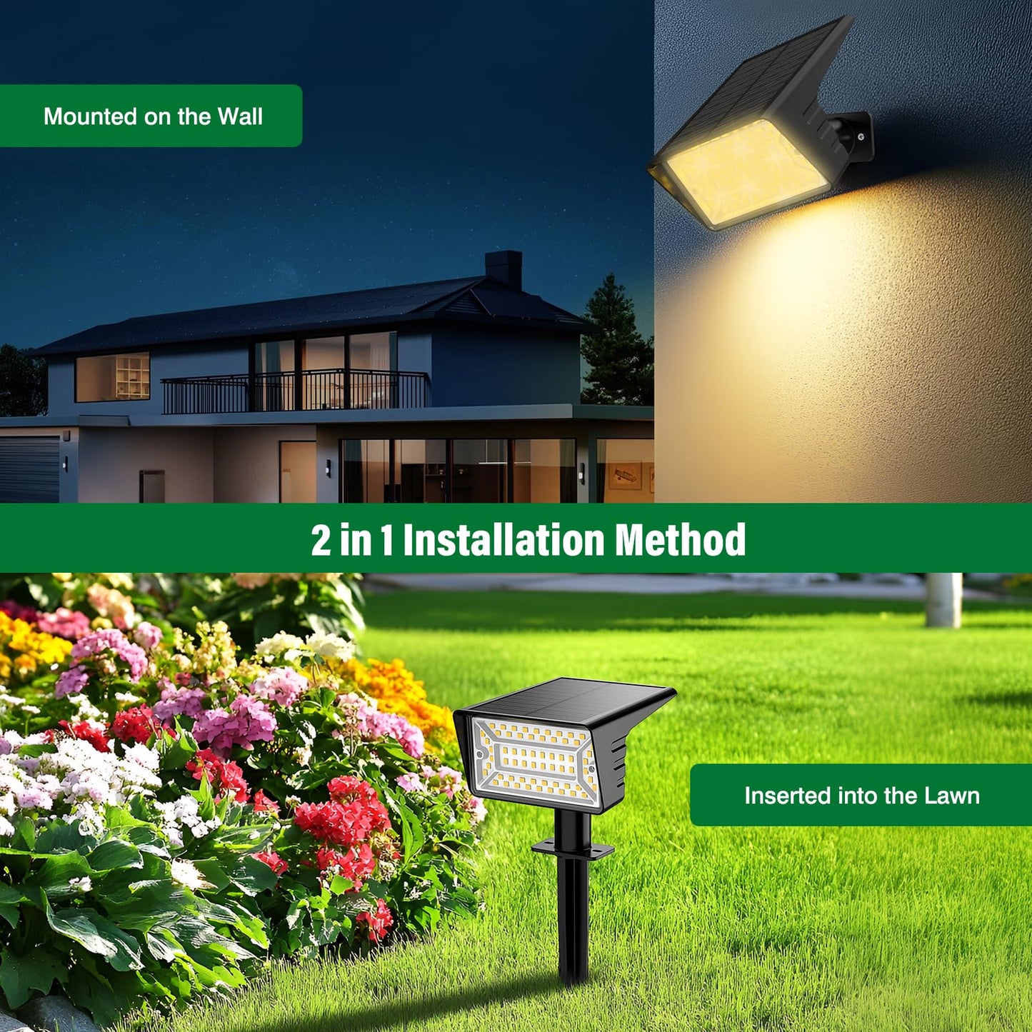 Lamkeep Solar Spot Lights Outdoor With 60 Led & Auto On/Off  2 Pack Solar Lights Outdoor Waterproof Ip68 With 3 Lighting Modes  2-In-1 Solars Landscape Light For Outside  Garden  Yard(Warm White)