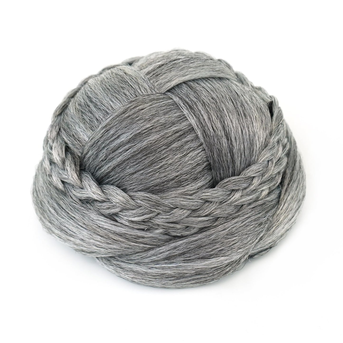 IMISSU Hair Bun Wig - Updo Braided Chignon for Dancers, Donut Hairpiece with Scrunchie, Hair Cover Accessory (Grey)