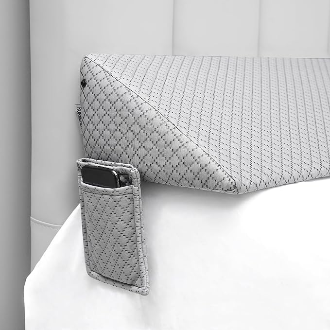 King Bed Wedge Pillow for Headboard,Foam Headboard Pillow Wedge,Bed Gap Filler Mattress Wedge,Mattress Gap Filler - Fill The Gap (0-8") Between Headboard and Mattress (Gray, 76"x10"x8")