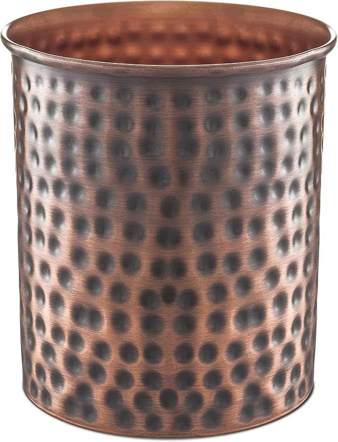 Monarch Abode Kitchen Utensil Holder – Hand Hammered Metal Antique Copper Utensil Holder, Decorative Utensil Crock for Kitchen Counter, Cooking Tool and Spatula Holder for Countertop, Caddy Organizer