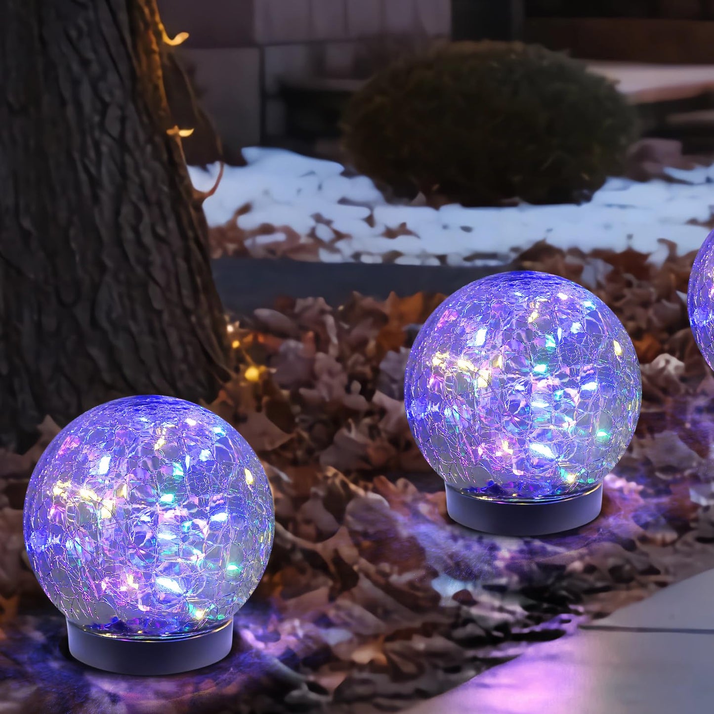 MLKNK Solar Globe Lights - Waterproof  ed Glass Orbs for Lawn, Patio, Yard - 2 Pack, Multicolor