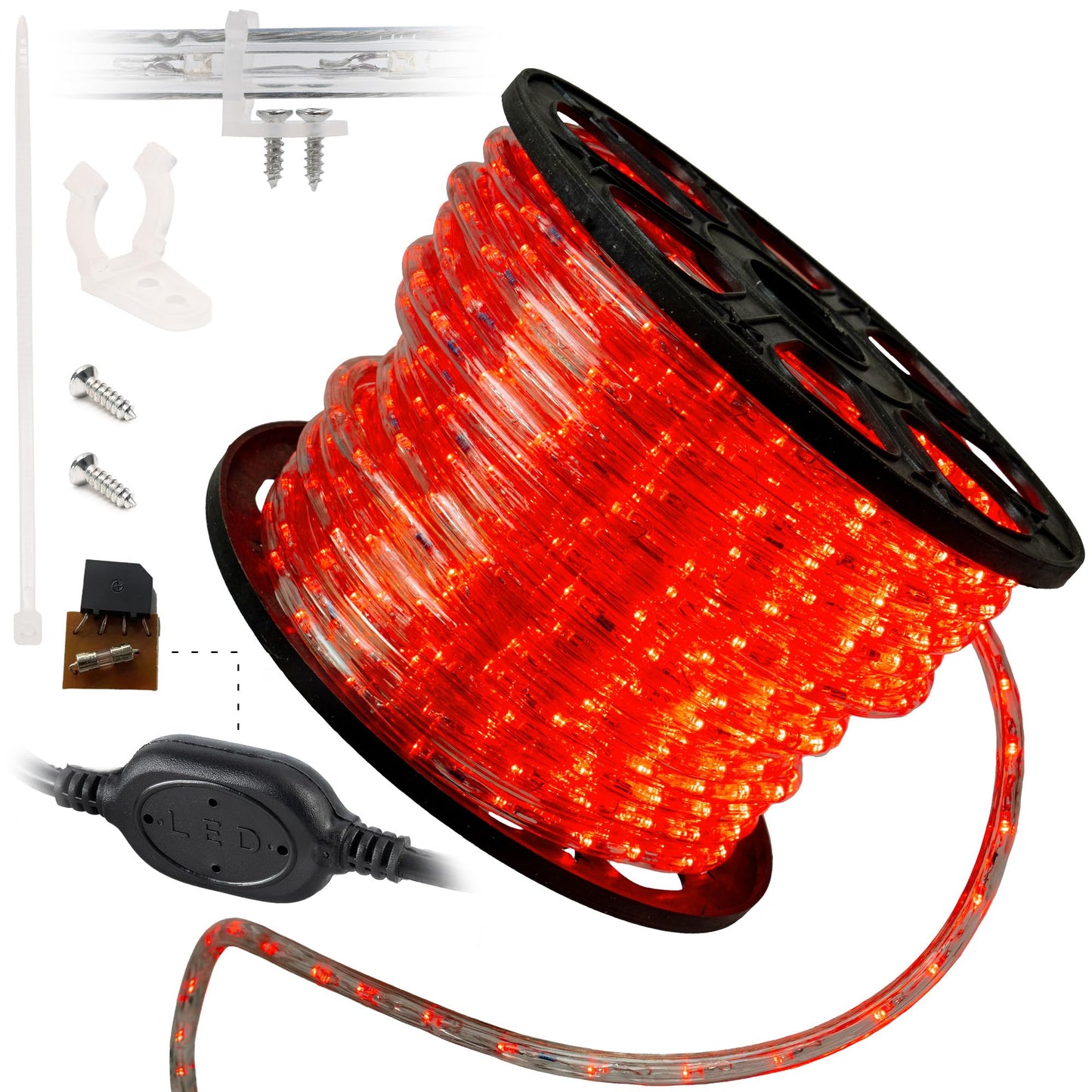 WYZworks LED Rope Lights, 150ft Connectable Waterproof Decorative Lighting, Red, ETL Certified, for Outdoor Use, Model AM-LEDROPE-RED-150-2