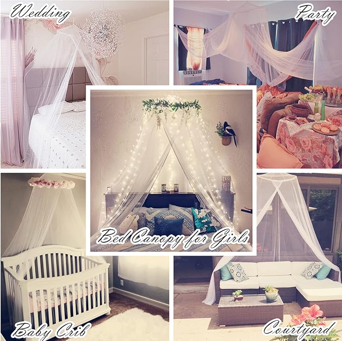 Eimilaly Bed Canopy Mosquito Net, Bed Canopy for Girls Room Decor - Insect Protection Hanging Canopy for Adults, Babies, Outdoor Camping, Purple/Single Door