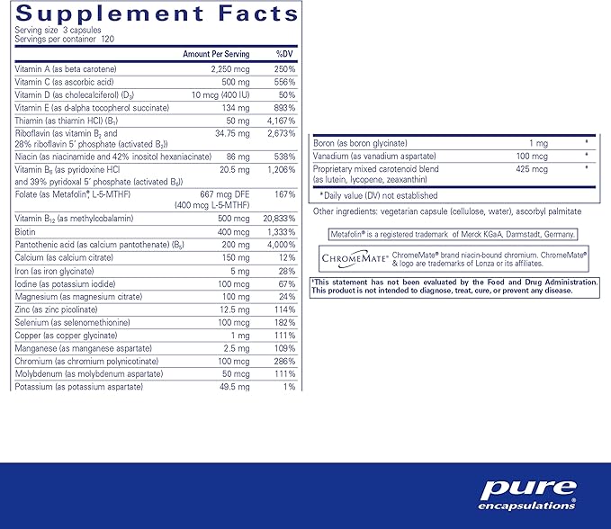 Pure Encapsulations Nutrient 950 | Multivitamin Mineral Supplement to Support Physiological Functions and a Healthy Lifestyle* | 360 Capsules