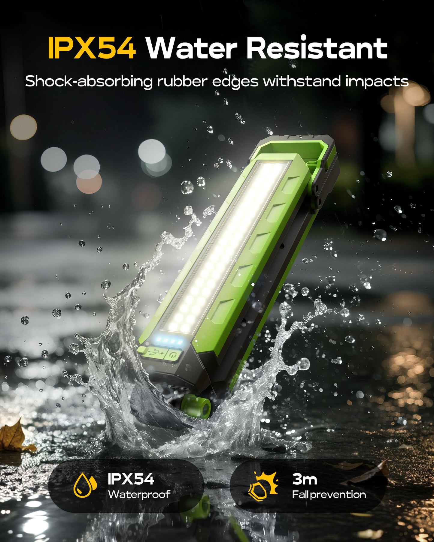 Work Light - 5200mAH Foldable Magnetic Under Hood Working Light with Hooks, Portable Magnetic Rechargeable Cordless 3300LM Job Site Lighting for Mechanic/Car Repairing/Garage