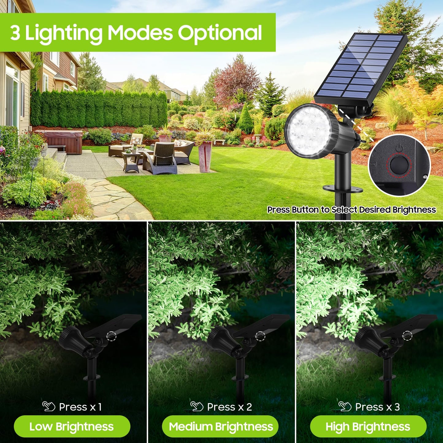 Bosceos 2-Pack Solar Lights Outdoor Waterproof  30Leds Solar Spot Pathway Lights With 3 Modes  Garden Light Auto On/Off  Landscape Lighting For Pool Tree Wall Driveway (Cool White)