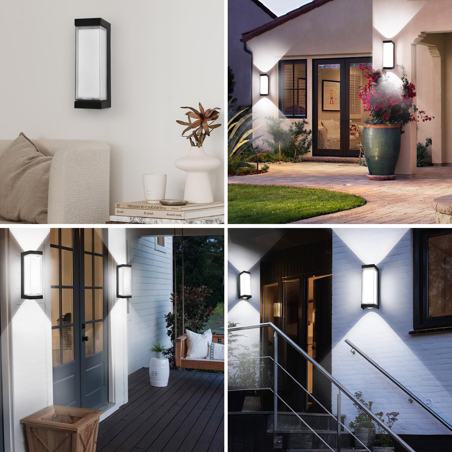 Dugwry Led Exterior Lighting Fixtures  24W Ip65 Waterproof Outdoor Wall Sconce  3000Lm 6000K Porch Lights With Double Lampshades  Black Wall Lamps For Outside  Modern Wall Mount Lighting For Entryway