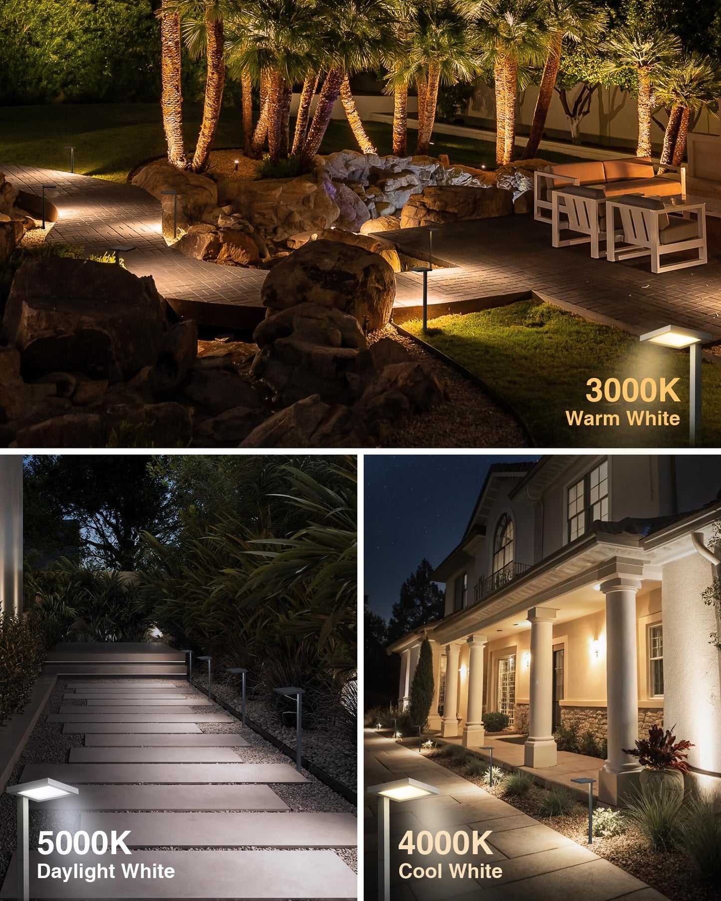 Sunvie 3Cct Low Voltage Pathway Lights Wired Pathway Lights Outdoor 5W 3000K Anti Glare Led Low Voltage Landscape Lighting Waterproof Landscape Path Lights For Walkway Backyard Garden Patio  4 Pack