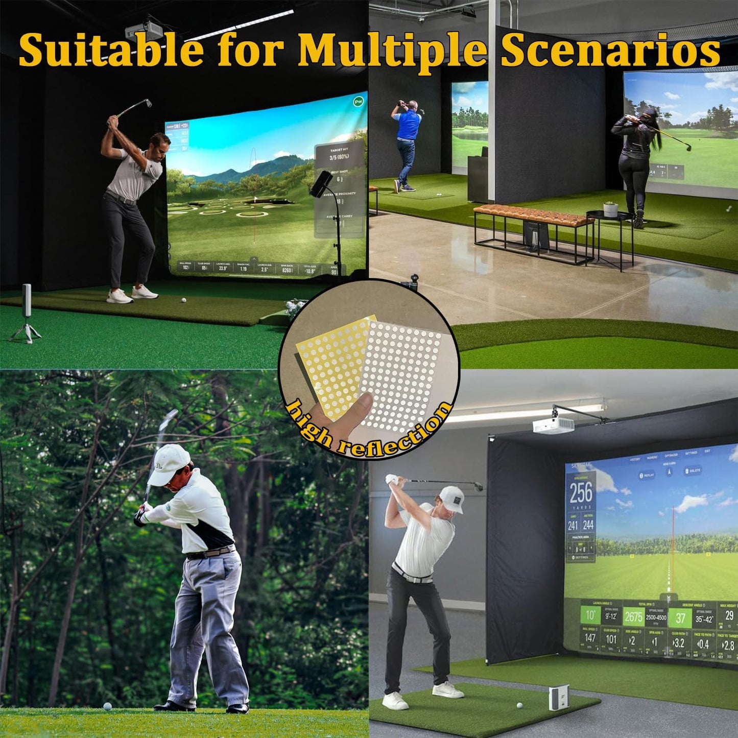 600 Dots 0.25" White Reflective Dot Stickers for Golf Club & Golf Ball, Weatherproof Golf Stickers with High-Reflective Glass Beads for Golf Launch Monitor & Golf Simulator & High-Speed Cameras