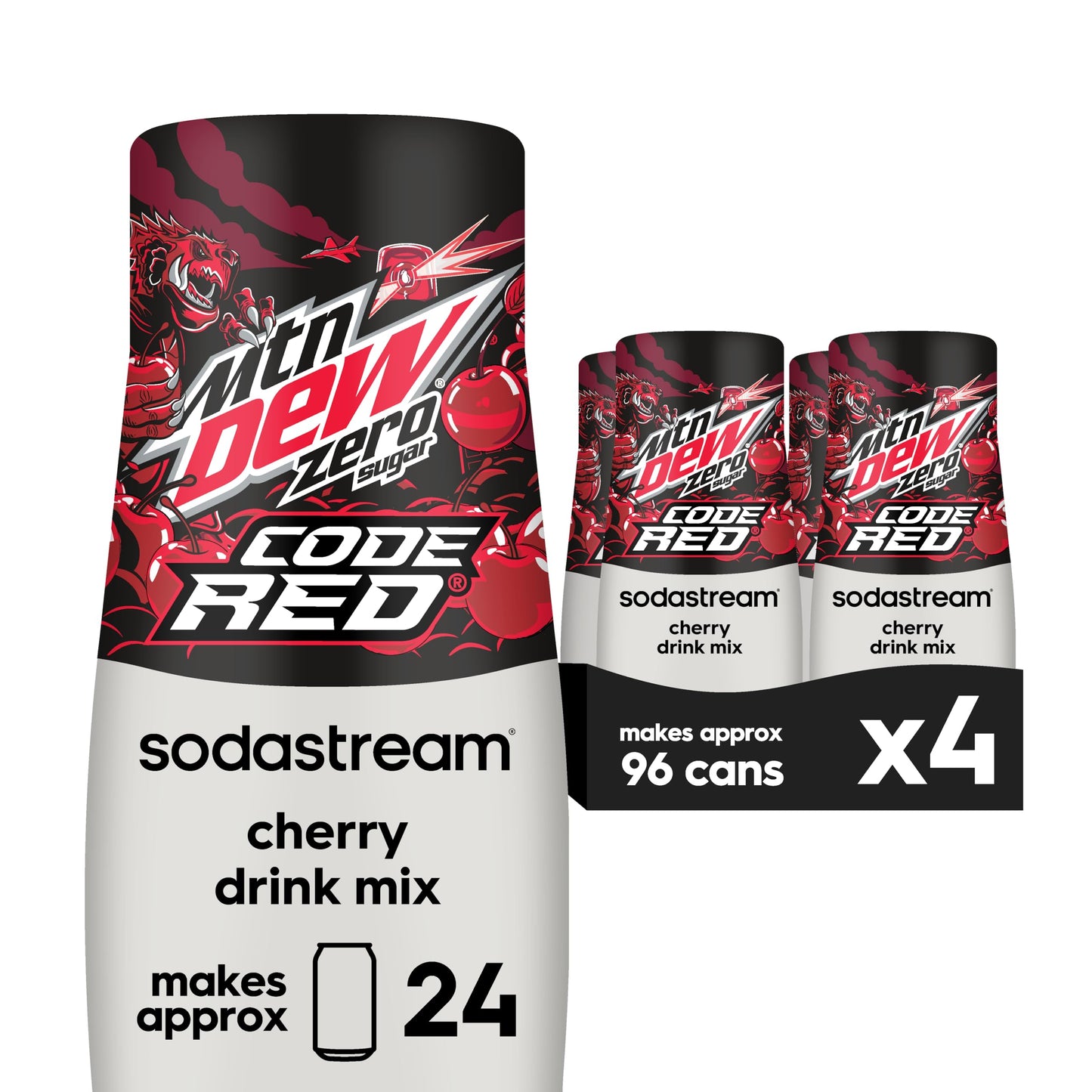 SodaStream MTN Dew Code Red Zero Sugar Drink Mix (440ml  Pack of 4)