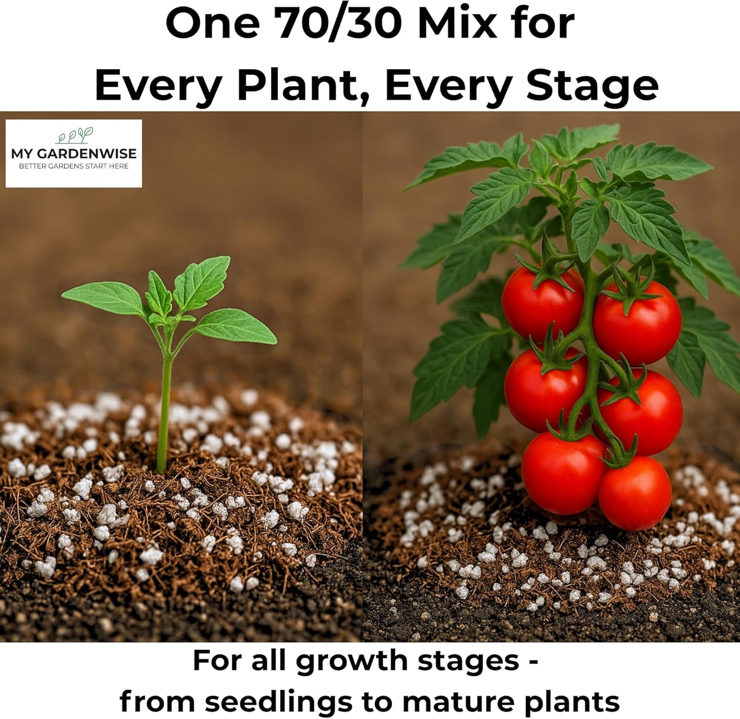 Coco Perlite - Coco Coir Perlite Mix - 70/30 Growing Media - Hydroponic, Indoor & Outdoor, Grow Bags & House Plants (3 quarts)