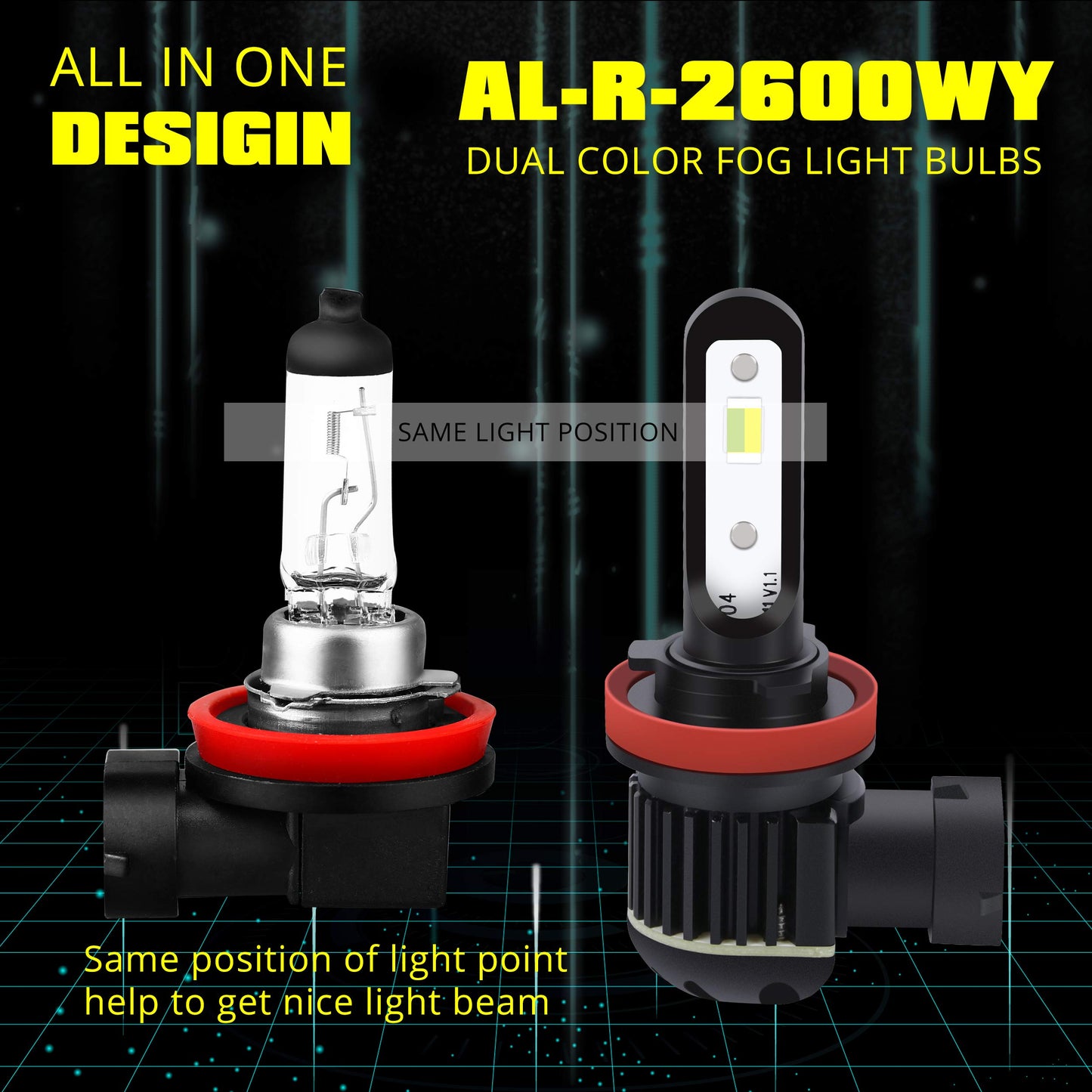 Alla Lighting 5200Lm H8 H11 Led Switchback Fog Lights Or Drl Bulbs  Dual Color 6000K Xenon White/3000K Amber Yellow H16 H8Ll H11Ll 12V Lamps Replacement