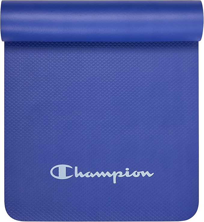 Champion 10mm Exercise Mat, Blue, Cushioned Non-Slip Workout Mat with Textured Base for Yoga, Pilates, Stretching & Floor-...