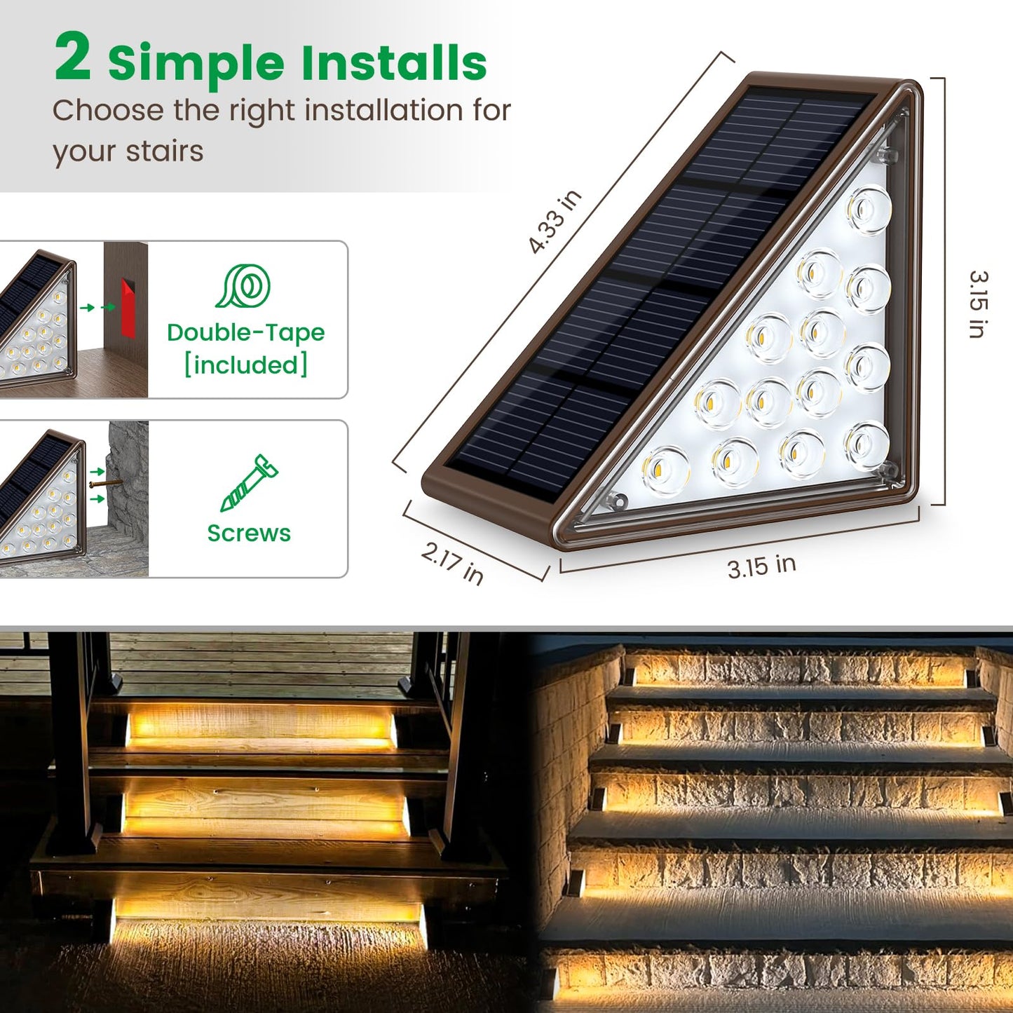 JOFIOS Solar Step Lights, 24 Pack, Waterproof IP67, Warm White, Model 61190, Outdoor Deck Stair Lights