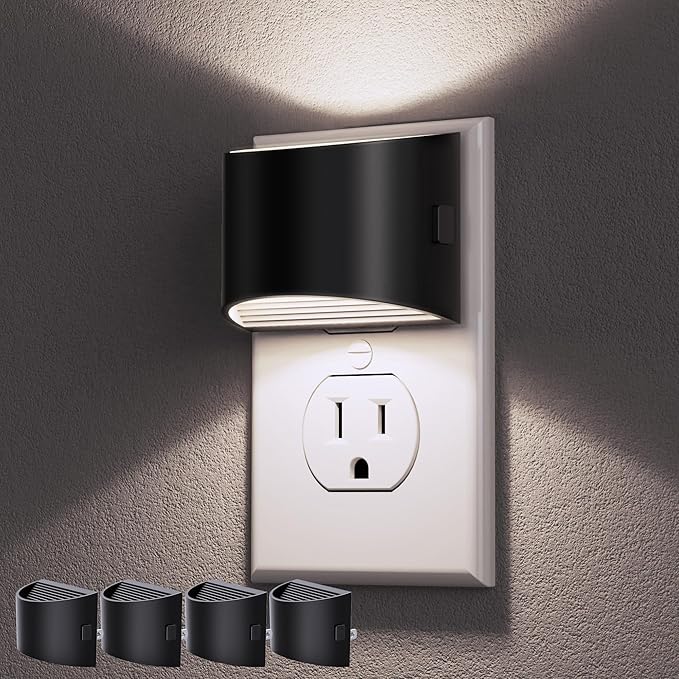 DORESshop LED Night Light[4 Pack], Night Lights Plug into Wall, 3 Level Brightness Adjustable Plug in Night Light, Dusk to Dawn Sensor, Nightlights for Adults, Bedroom, Bathroom, Hallway, 5000K