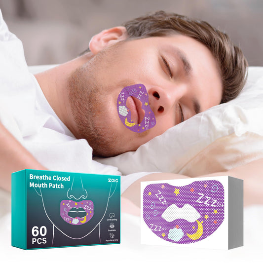 60pcs Mouth Breathing Correction Patch, Children's Closed Mouth Patch, Adult Anti-snoring, Closed Mouth Patch, Improve Mouth Breathing Facial Problems (Purple, 60pcs-Ages 16+)