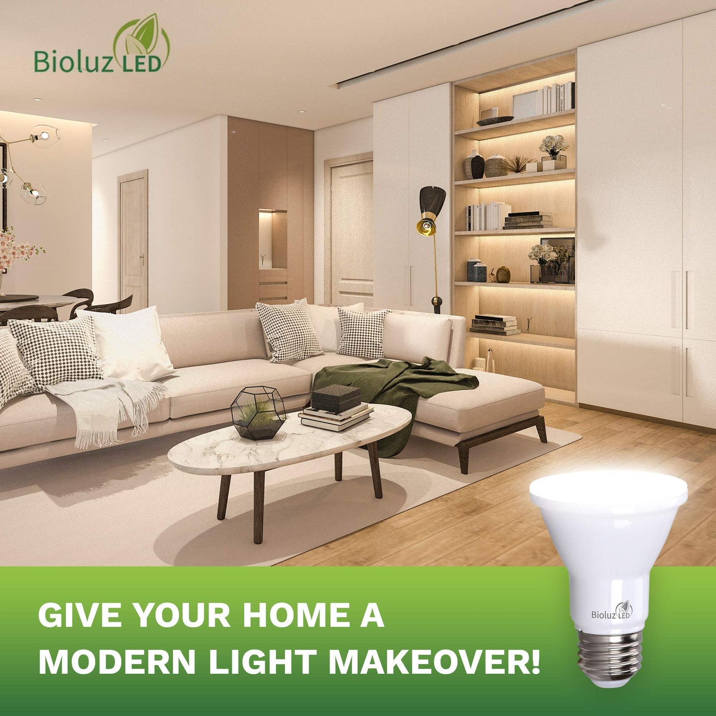 Bioluz LED PAR20 Bulbs 5.5W Dimmable Soft White 3000K 90 CRI 48 Count E26 Base 40 Degree Beam Angle