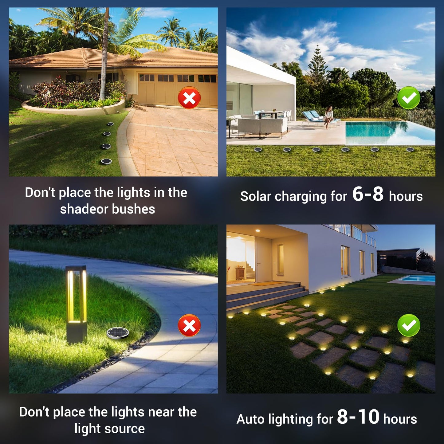 Peasur Solar Ground Lights Outdoor  24 Pack Flat Solar Powered Disc Lights  Ip68 Waterproof  Anti-Rust  Landscape Lighting For Pathway Garden Yard Lawn Walkway Landscape Driveway  Warm White