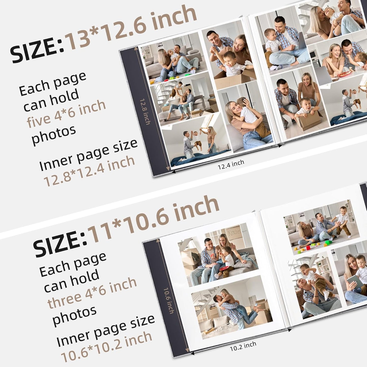 Vienrose Large Photo Album Self Adhesive for 4x6 8x10 10x12 Pictures Scrapbook Album DIY Scrap Book 40 Sticky Pages with A Metallic Pen 13"x12.6"40 Pages