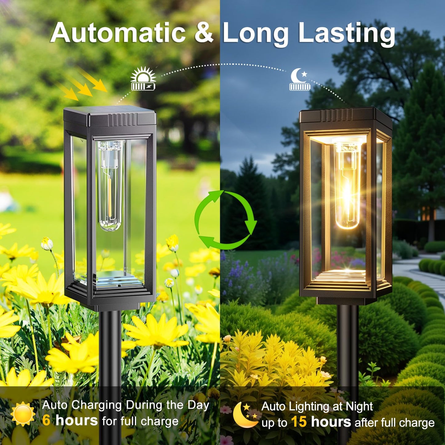 Wdtpro 6 Pack Upgraded Solar Pathway Lights Outdoor  Solar Lights Waterproof  Auto On/Off  15+ Hours Runtime  Lighting For Garden Outside Yard Driveway Landscape Path Patio  Warm White